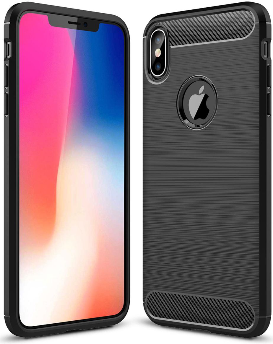 Apple iPhone XS Max Geborsteld TPU Hoesje Zwart afbeelding 1