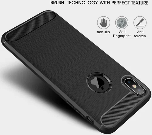 Apple iPhone XS Max Geborsteld TPU Hoesje Zwart afbeelding 7