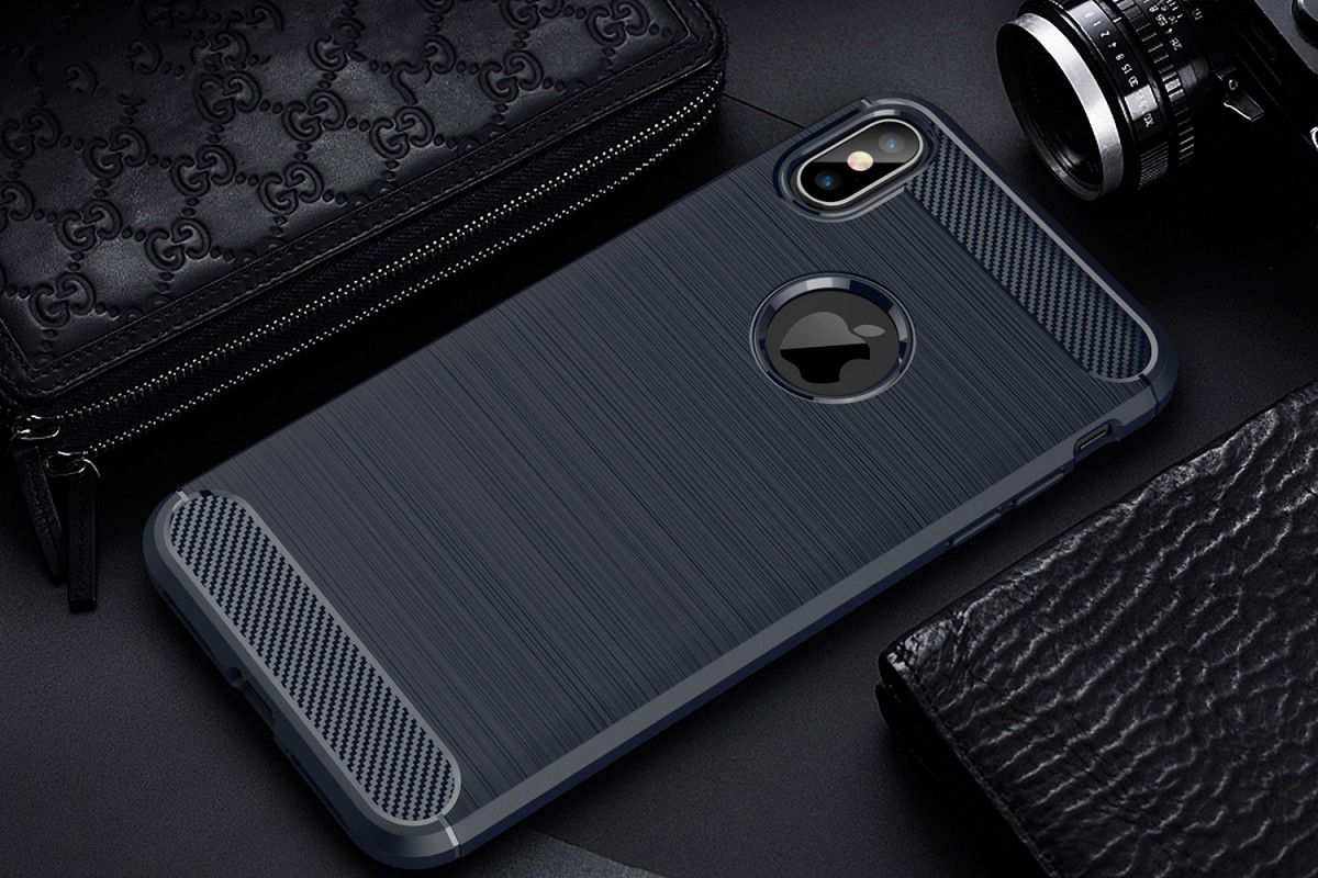 Apple iPhone XS Max Geborsteld TPU Hoesje Blauw afbeelding 2