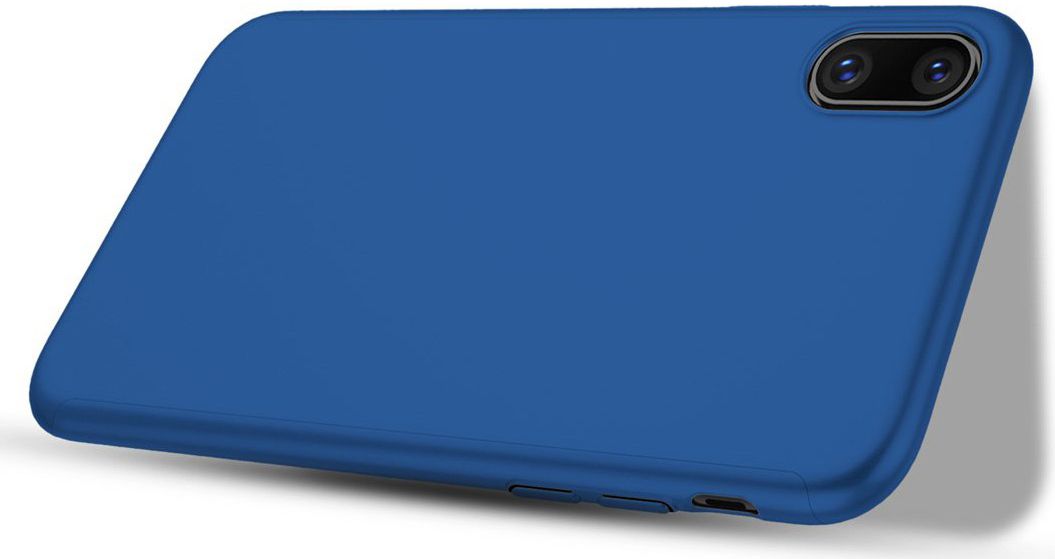 Apple iPhone XS Max Full Cover Hard Case met Tempered Glass Blauw afbeelding 4