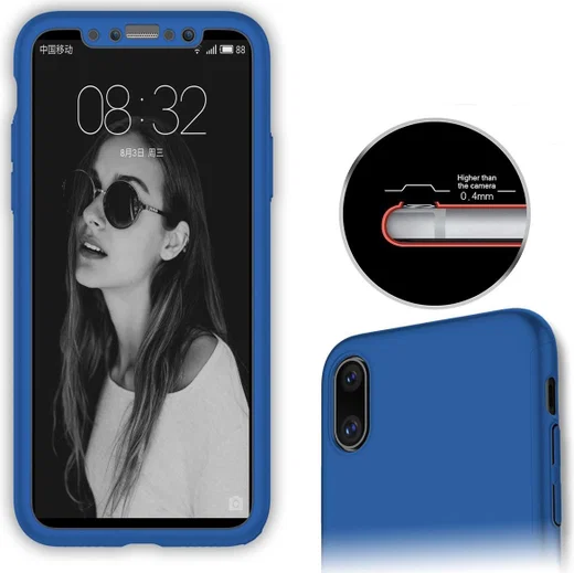 Apple iPhone XS Max Full Cover Hard Case met Tempered Glass Blauw afbeelding 5