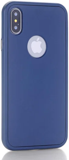 Apple iPhone XS Full Cover Hard Case met Tempered Glass Blauw afbeelding 1