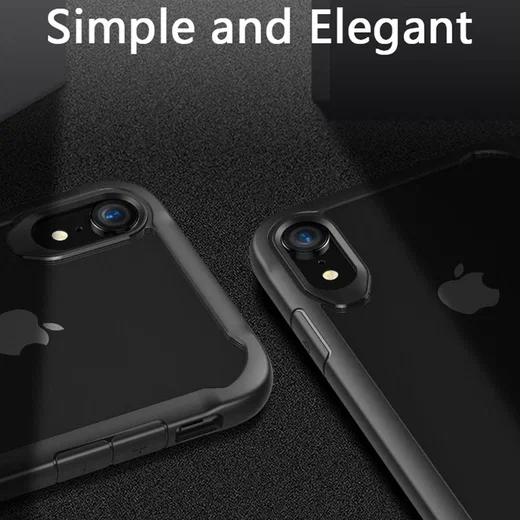 Apple iPhone XR Hybride Back Cover Hoesje Transparant Zwart afbeelding 4