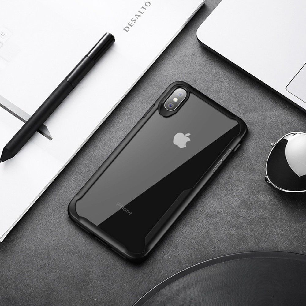 Apple iPhone XS Max Hybride Back Cover Hoesje Transparant Zwart afbeelding 2