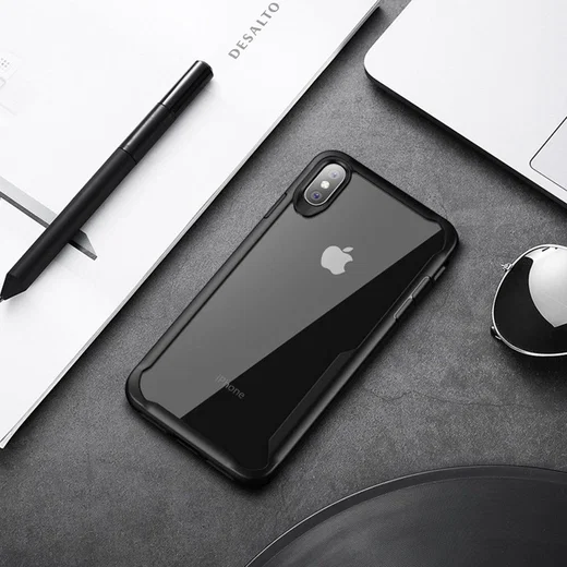 Apple iPhone XS Max Hybride Back Cover Hoesje Transparant Zwart afbeelding 2