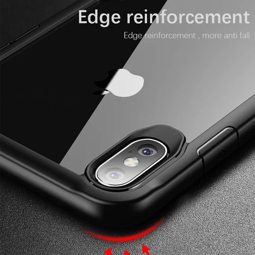 Apple iPhone XS Max Hybride Back Cover Hoesje Transparant Zwart afbeelding 3
