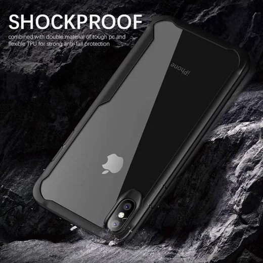 Apple iPhone XS Max Hybride Back Cover Hoesje Transparant Zwart afbeelding 5