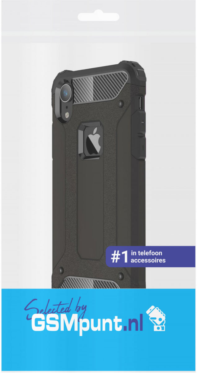 Apple IPhone XR Hoesje Shock Proof Hybride Back Cover Zwart afbeelding 2