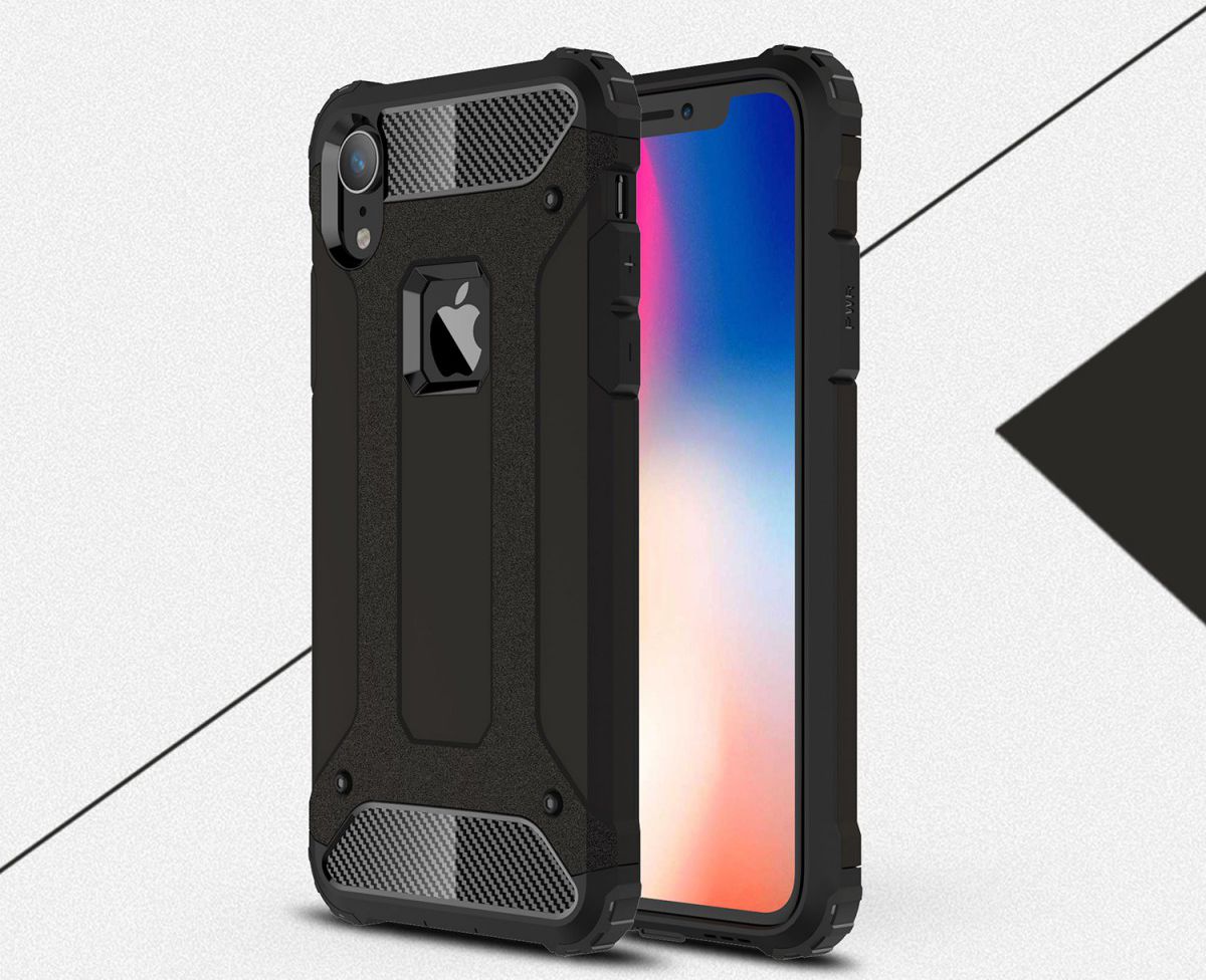Apple IPhone XR Hoesje Shock Proof Hybride Back Cover Zwart afbeelding 4