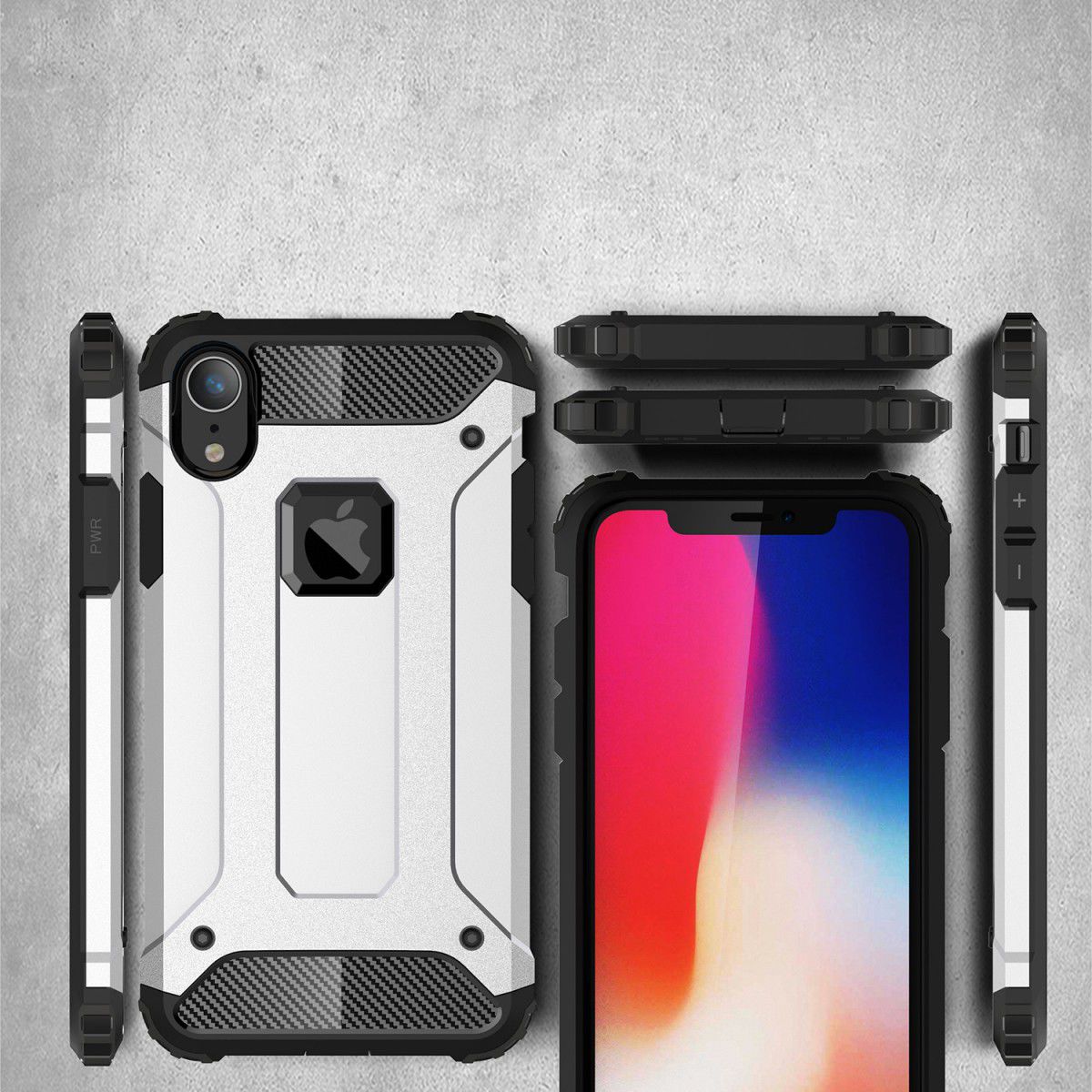 Apple IPhone XR Hoesje Shock Proof Hybride Back Cover Zwart afbeelding 10