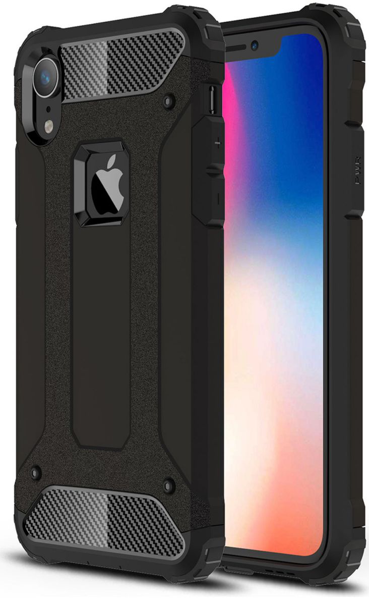 Apple IPhone XR Hoesje Shock Proof Hybride Back Cover Zwart afbeelding 1