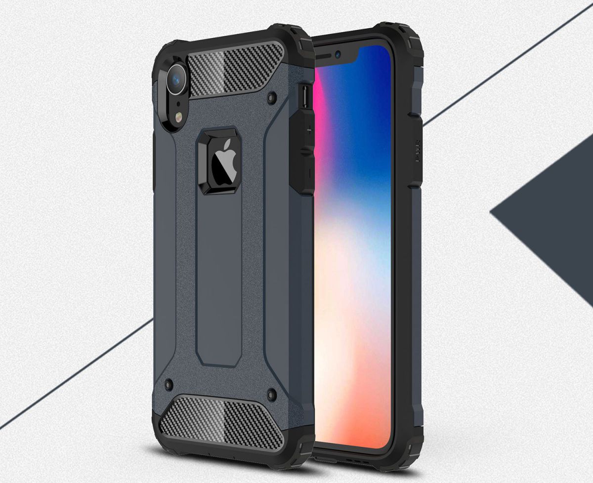 Apple IPhone XR Hoesje Shock Proof Hybride Back Cover Blauw afbeelding 4