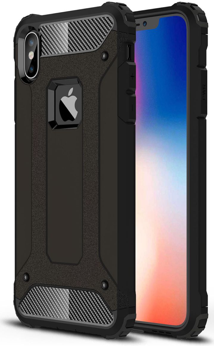 Apple iPhone XS Max Hoesje Shock Proof Hybride Back Cover Zwart afbeelding 1