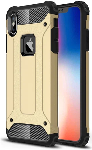 Apple IPhone XS Max Hoesje Shock Proof Hybride Back Cover Goud afbeelding 1