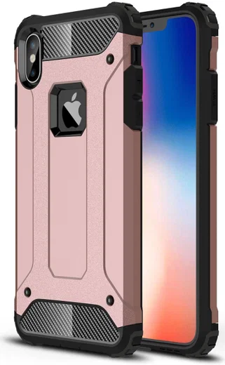 Apple IPhone XS Max Hoesje Shock Proof Hybride Back Cover Roze Goud afbeelding 1