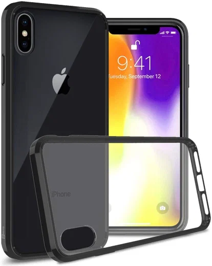 Apple iPhone XR Hoesje Armor Back Cover Transparant Zwarte afbeelding 1