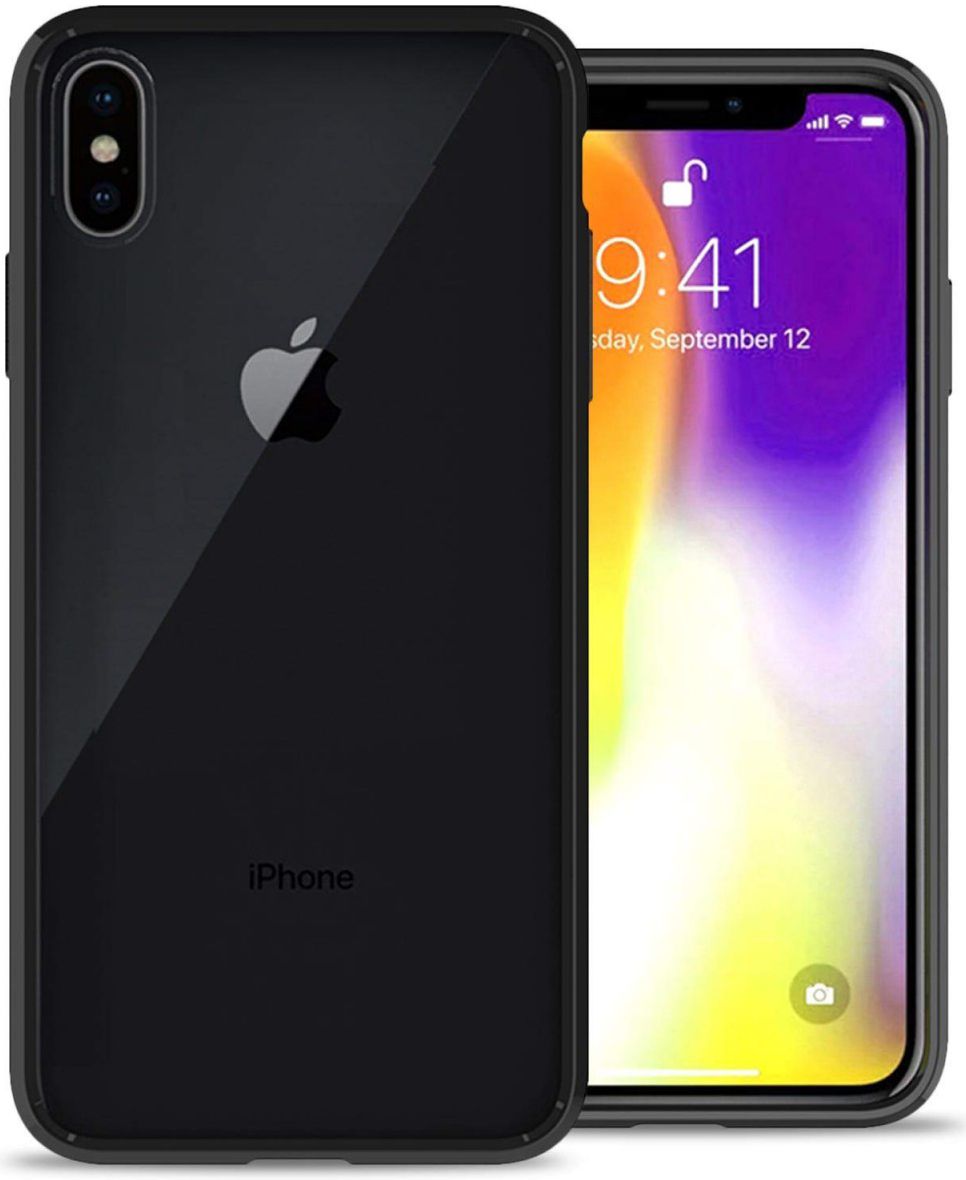 Apple iPhone XR Hoesje Armor Back Cover Transparant Zwarte afbeelding 2