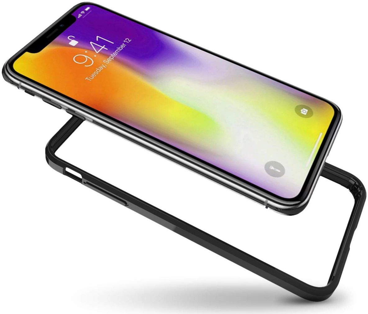 Apple iPhone XR Hoesje Armor Back Cover Transparant Zwarte afbeelding 6