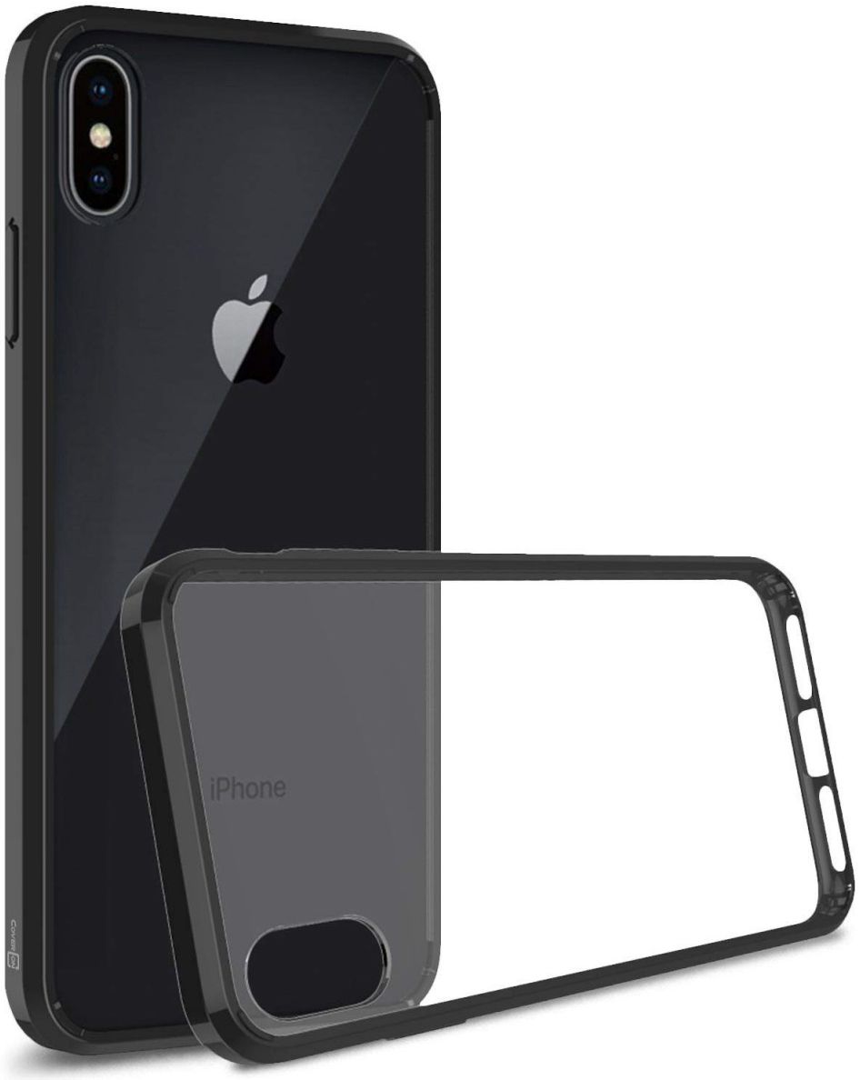 Apple iPhone XS Max Hoesje Armor Back Cover Transparant Zwart afbeelding 1