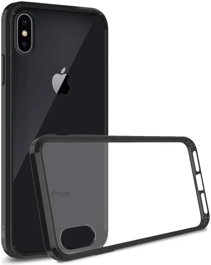 Apple iPhone XS Max Hoesje Armor Back Cover Transparant Zwart afbeelding 1