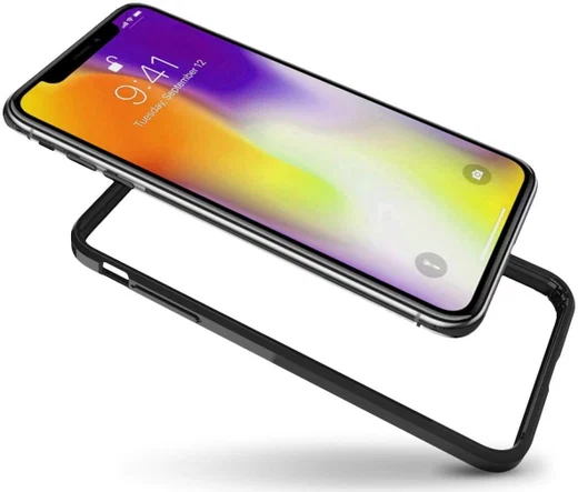 Apple iPhone XS Max Hoesje Armor Back Cover Transparant Zwart afbeelding 6