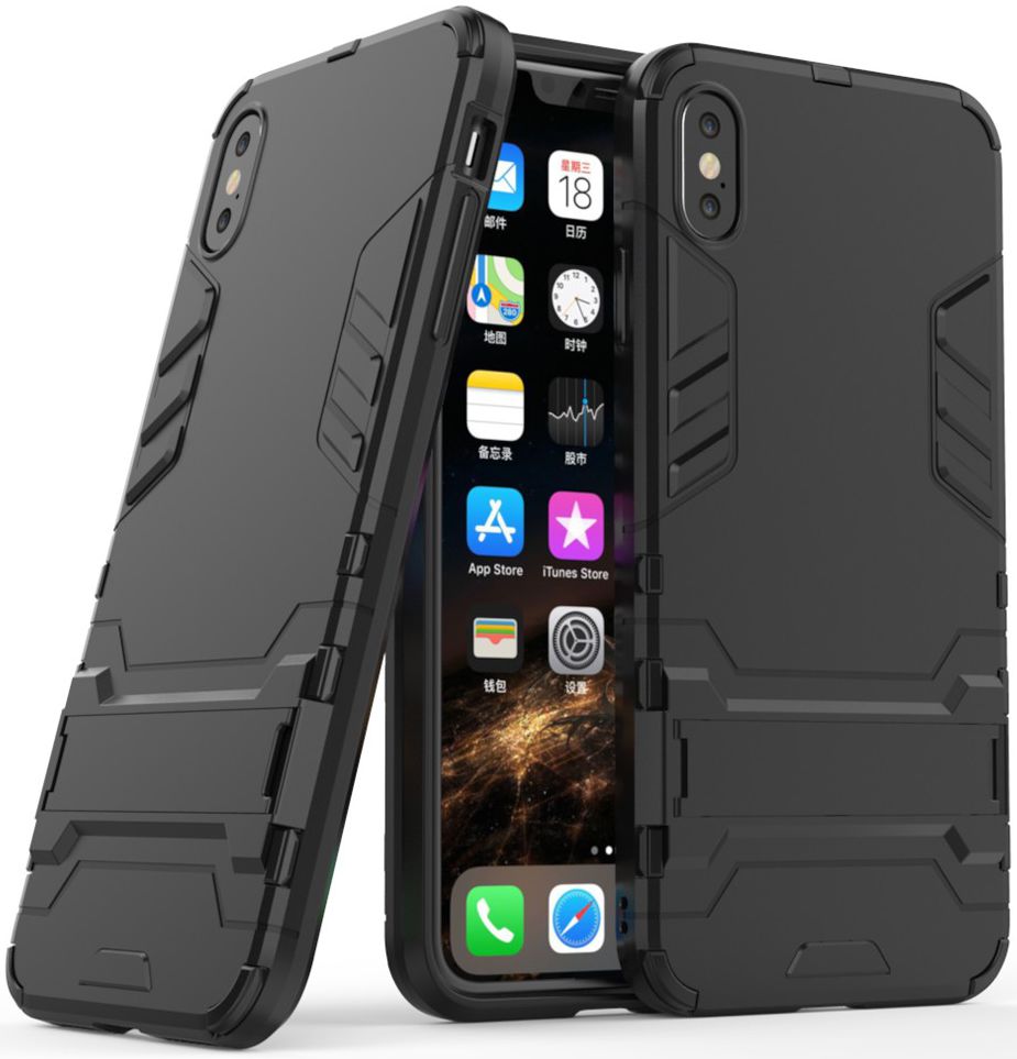 Apple iPhone XS Max Hybride Hoesje met Standaard Zwart afbeelding 1