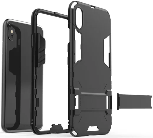 Apple iPhone XS Max Hybride Hoesje met Standaard Zwart afbeelding 2