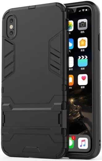 Apple iPhone XS Max Hybride Hoesje met Standaard Zwart afbeelding 6