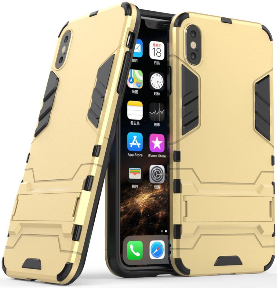 Apple iPhone XS Max Hybride Hoesje met Standaard Goud afbeelding 1
