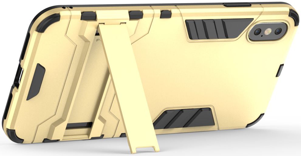 Apple iPhone XS Max Hybride Hoesje met Standaard Goud afbeelding 2