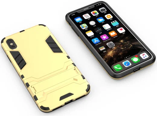 Apple iPhone XS Max Hybride Hoesje met Standaard Goud afbeelding 5