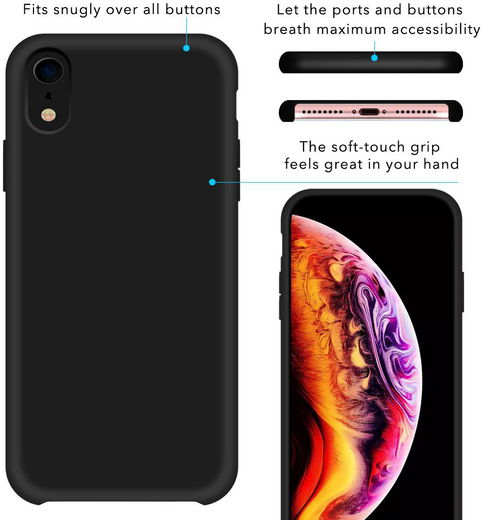 Apple iPhone XR Siliconen Hoesje Zwart afbeelding 11