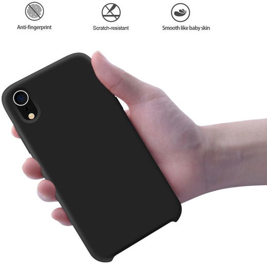 Apple iPhone XR Siliconen Hoesje Zwart afbeelding 6