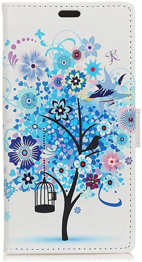 Huawei P Smart Plus Portemonnee Hoesje met Boom Print Blauw afbeelding 1