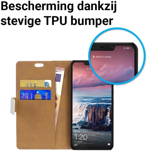 Huawei P Smart Plus Portemonnee Hoesje met Boom Print Blauw afbeelding 5