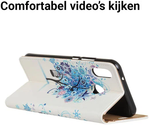 Huawei P Smart Plus Portemonnee Hoesje met Boom Print Blauw afbeelding 6