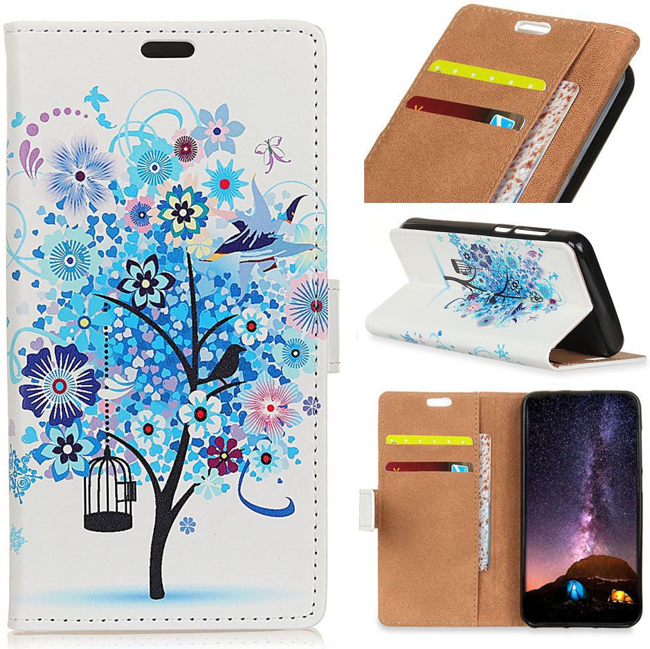 Huawei P Smart Plus Portemonnee Hoesje met Boom Print Blauw afbeelding 11