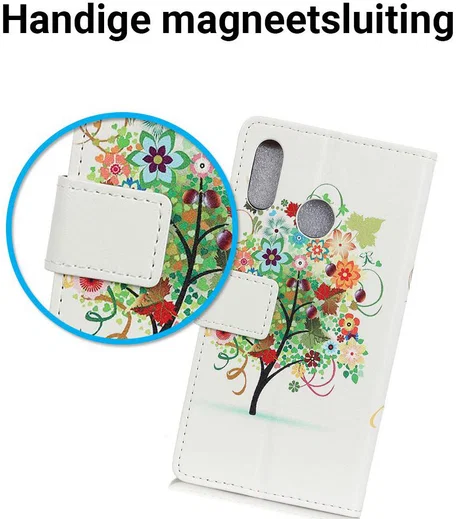 Huawei P Smart Plus Portemonnee Hoesje met Boom Print Groen afbeelding 3