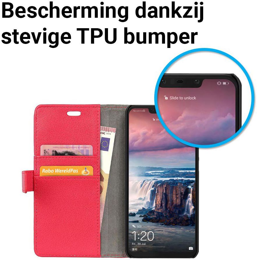 Huawei P Smart Plus Hoesje met Kaarthouder Rood afbeelding 5