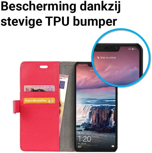 Huawei P Smart Plus Hoesje met Kaarthouder Rood afbeelding 5
