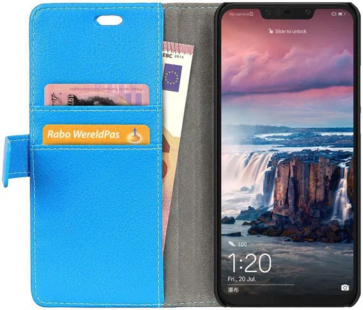 Huawei P Smart Plus Hoesje met Kaarthouder Blauw afbeelding 2