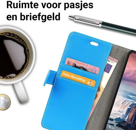Huawei P Smart Plus Hoesje met Kaarthouder Blauw afbeelding 3