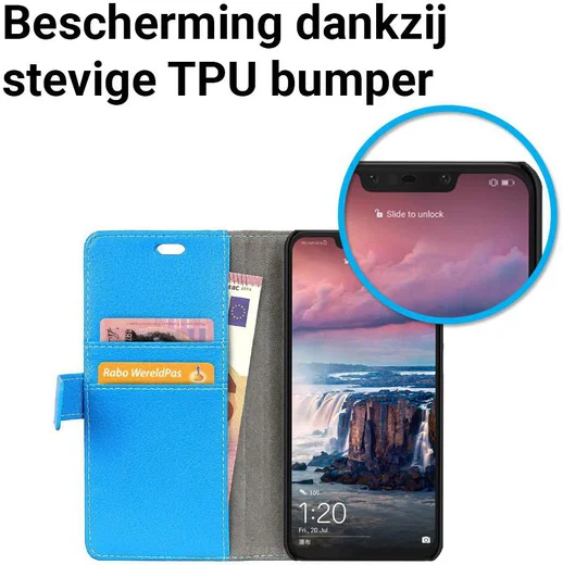 Huawei P Smart Plus Hoesje met Kaarthouder Blauw afbeelding 4
