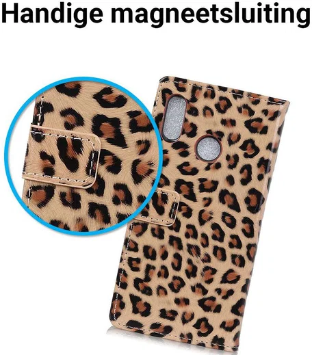 Huawei P Smart Plus Portemonnee Hoesje met Luipaard Print afbeelding 5