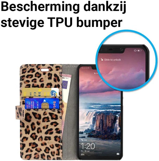 Huawei P Smart Plus Portemonnee Hoesje met Luipaard Print afbeelding 4