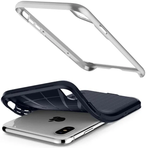 Spigen Neo Hybrid Hoesje Apple iPhone XS Satin Silver afbeelding 4