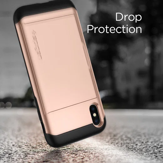 Spigen Slim Armor Card Holder Case Apple iPhone XS Hoesje Rose Gold afbeelding 8