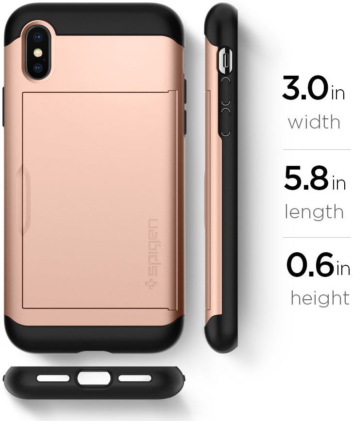 Spigen Slim Armor Card Holder Case Apple iPhone XS Hoesje Rose Gold afbeelding 10