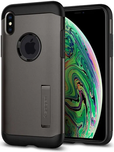 Spigen Slim Armor Hoesje Apple iPhone XS Max Gunmetal afbeelding 1