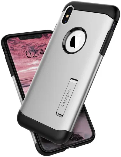 Spigen Slim Armor Hoesje Apple iPhone XS Max Satin Silver afbeelding 2